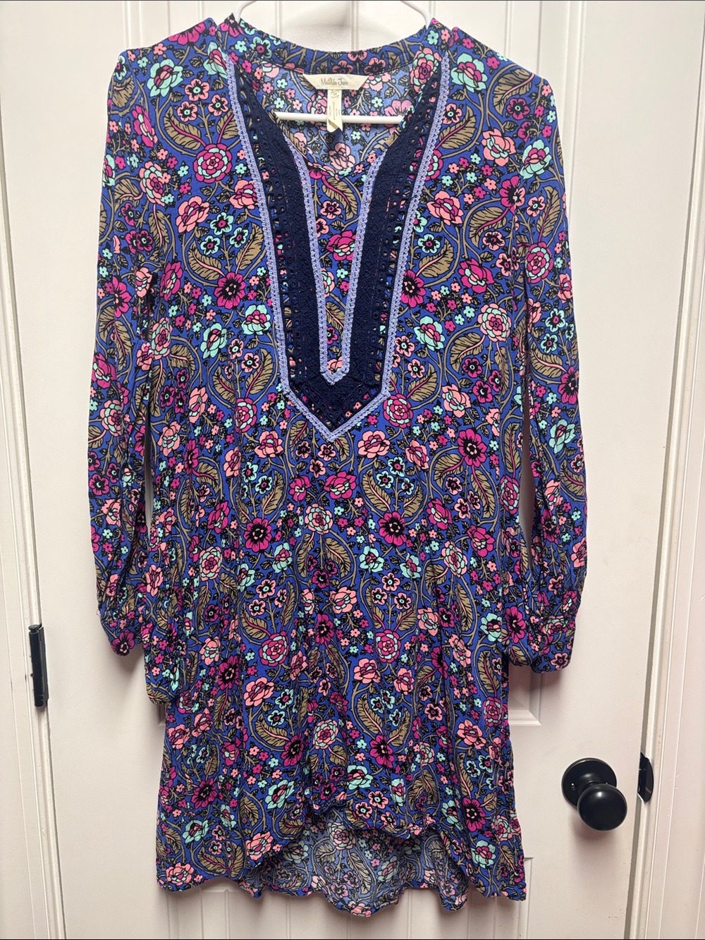 Matilda Jane Navy Floral Paisley Long Sleeve Tunic Dress size M